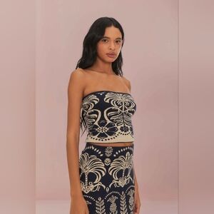 NWT Farm Rio Navy Blue Ainika Tropical Splendor Knit Top Medium